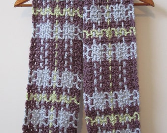 Blue, Green and Purple Plaid Scarf - Unisex