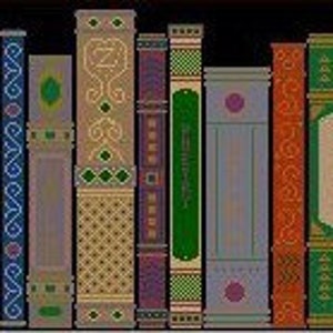 The Book Shelf - Needlepoint or Cross Stitch Pattern Design Chart