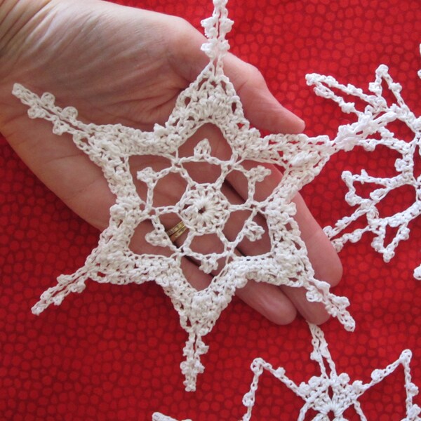 3 Large White Christmas Crochet Snow Flakes (set1) - FREE shipping in U.S.