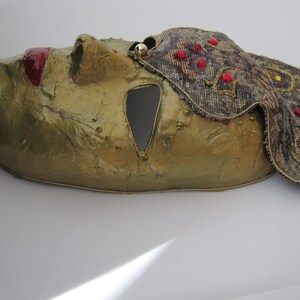 Mask Venetian, Mardi Gras, Carnivale Style Paper Mache Gold with Crown image 3