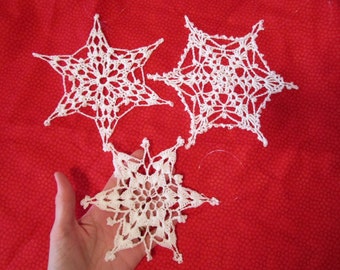 3 Crochet Snowflakes Christmas Decor Ornaments - (set 14-1)