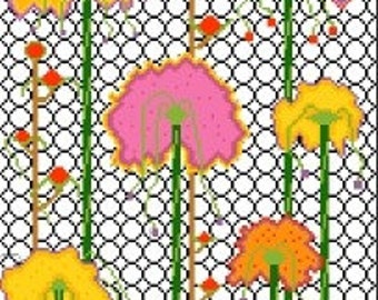 Trellis and Flowers - Needlepoint or Cross Stitch Pattern Design Chart