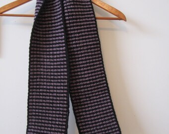 Striped Scarf - OOAK, Purple and black