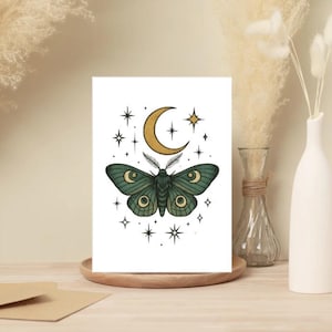 Paquet de 10 cartes de voeux papillons de nuit célestes | Lot de 10 cartes vierges pour toutes les occasions | 5 x 7 plis respectueux de l'environnement | Cartes magiques
