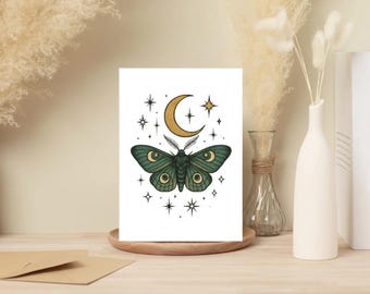 Tarjetas de felicitación de Polilla Luna Celestial: Tarjetas ecológicas en blanco, 12,7 x 18,8 cm (paquete de 10)