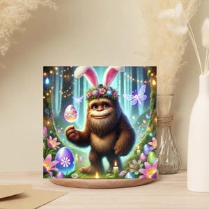 Lot de 10 adorables cartes de lapin de Pâques Bigfoot - cartes de voeux de Pâques drôles, cartes de Pâques uniques