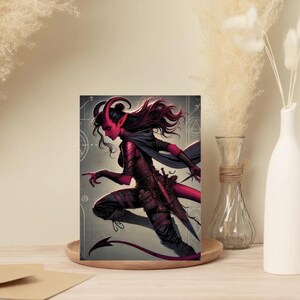 Lot de 10 cartes de voeux Rogue Tiefling Fantasy - Lot de 10 cartes vierges pour joueurs, invitation à une fête - 5 x 7 avec enveloppes incluses