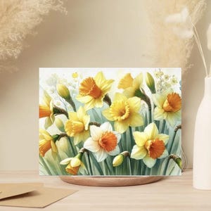 Paquet de 10 cartes de voeux joyeuses jonquilles printanières - Vierges à l'intérieur avec enveloppes - Élégantes et respectueuses de l'environnement - Cartes de voeux pour toutes les occasions