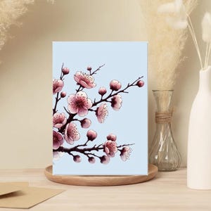 Paquet de 10 cartes de voeux fleurs de cerisier - toutes les occasions - vierges à l'intérieur, cartes de voeux printanières
