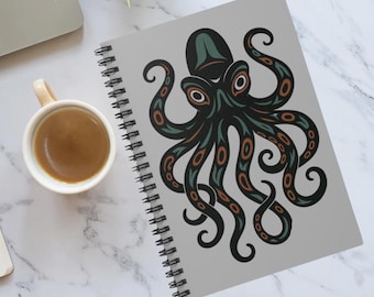 Cuaderno de espiral Octopus: elegante diario con líneas rayadas