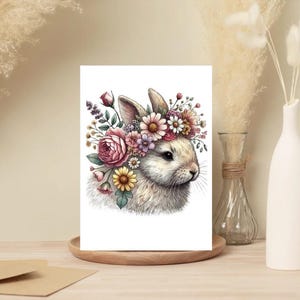 Paquet de 10 cartes de voeux joyeux lapin de Pâques - Qualité supérieure, respectueuses de l'environnement et vierges à l'intérieur, cartes de voeux printanières