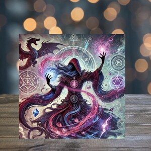 Lot de 10 oeuvres d'art du sorcier mystique et du dragon - Lot de 10 cartes de voeux vierges pour les amateurs de magie et de fantastique