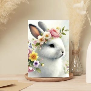 Paquet de 10 cartes de voeux de Pâques - Lapin floral printanier - Intérieur vierge pour une touche personnelle, Voitures de voeux de printemps