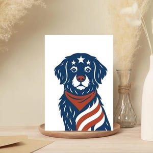 Paquet de 10 cartes de voeux patriotiques pour chien - intérieur vierge - papeterie Golden Retriever 4 juillet, cartes pour amoureux des chiens