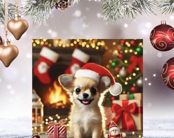 Tarjetas navideñas de Santa Chihuahua: saludos festivos, paquete de 10