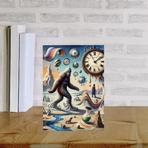 Art surréaliste de Bigfoot - Lot de 10 cartes de voeux vierges sur des thèmes cosmiques et du voyage dans le temps