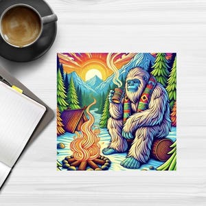 Art confortable au feu de camp sur le feu de camp - Lot de 10 cartes de voeux vierges 5 x 7 avec enveloppes pour les amateurs de plein air et d'aventure