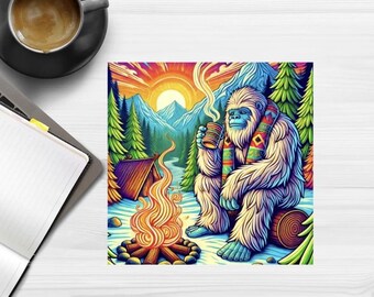 Cozy Campfire Yeti Greeting Cards: Adventure Lover Stationery (Pack of 10)