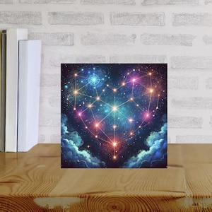 Lot de 10 cartes de voeux constellation du cœur - Lot de 10 cartes vierges 5 x 5 avec enveloppes - Motif nuit étoilée céleste pour toutes les occasions