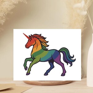 Lot de 10 cartes de voeux licorne arc-en-ciel - Lot de 10 cartes de voeux Fierté - cartes de célébration colorées, anniversaires, célébrations, toutes les occasions