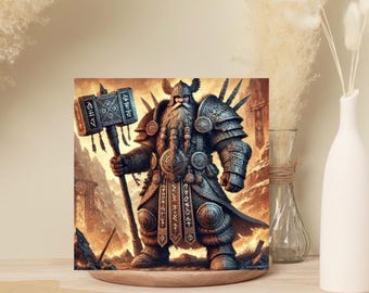 Tarjetas de felicitación de Jefe de Batalla Enano - Juego de 10 tarjetas de fantasía mágica