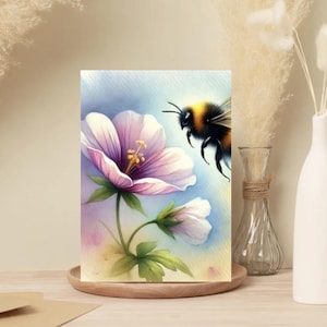 Cartes de voeux fleurs printanières bourdons - Lot de 10 - Design personnalisable pour toutes les occasions, respectueux de l'environnement