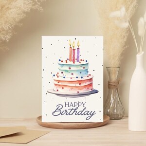 Lot de 10 cartes de voeux Joyeux anniversaire - Gâteau simple - Carte d'anniversaire, haute qualité et respectueuse de l'environnement