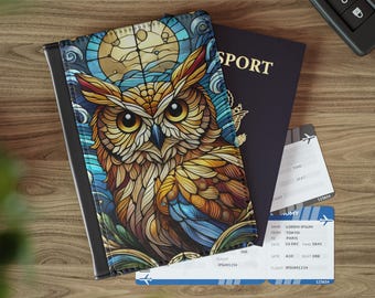 Artistic Owl Passport Cover: RFID Faux Leather Travel Accessory