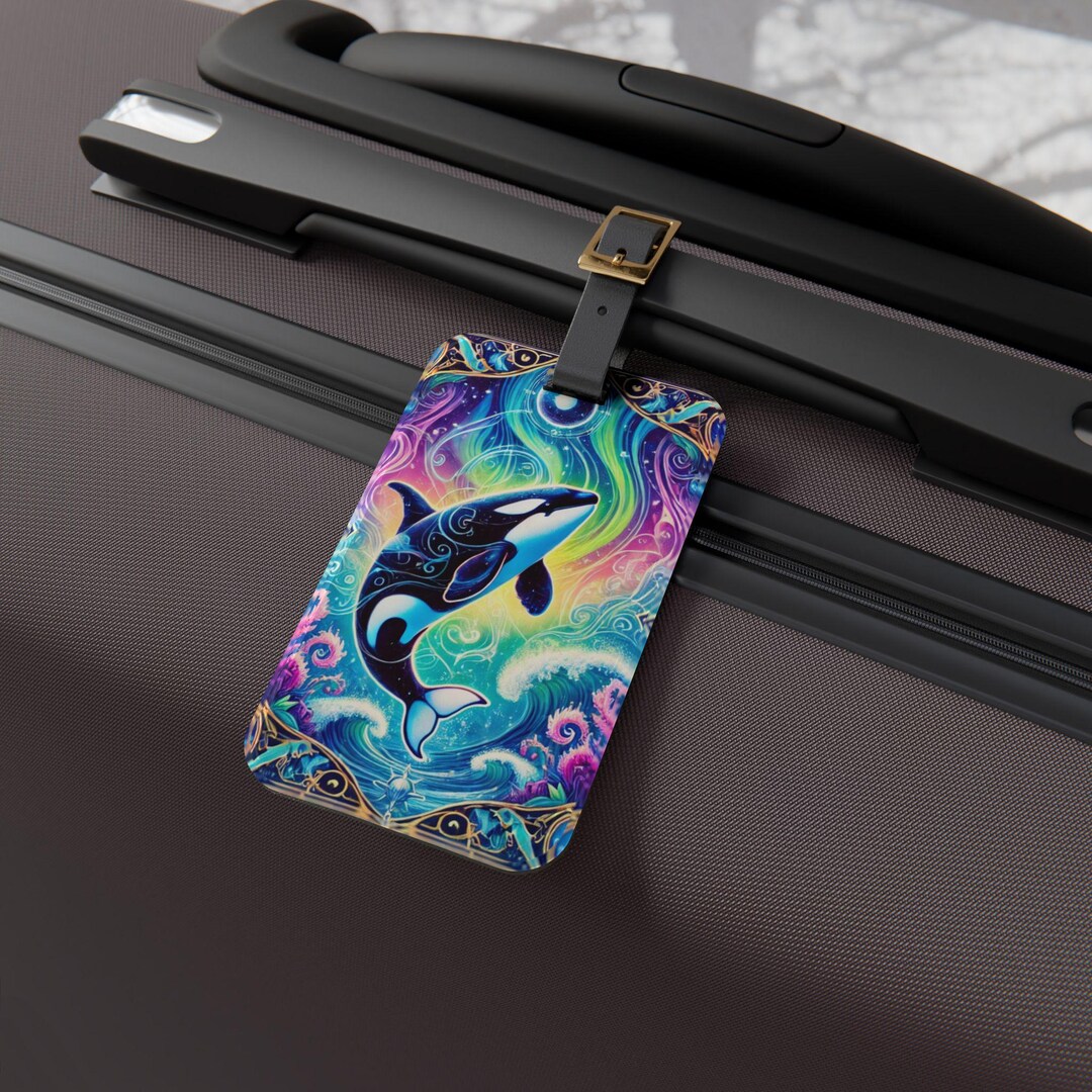 Colorful Orca Luggage Tag: Acrylic Whale Travel Accessory - Etsy