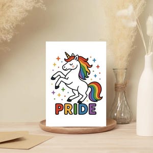 Cartes de voeux licorne Fierté - Lot de 10 cartes arc-en-ciel LGBTQ+ pour la célébration - Jolie papeterie affirmation