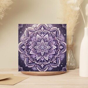 Lot de 10 cartes de voeux mandala violet - Cartes vierges et enveloppes - Motif floral bohème pour toutes les occasions