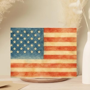 Cartes de voeux drapeau patriotique des États-Unis - Lot de 10 cartes de correspondance vierges avec enveloppes - Papeterie 4 juillet