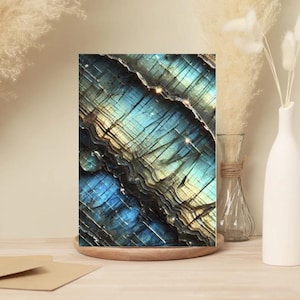 Cartes de voeux à imprimé pierre de labradorite - Lot de 10, vierges à l'intérieur, respectueuses de l'environnement - Parfaites pour toutes les occasions