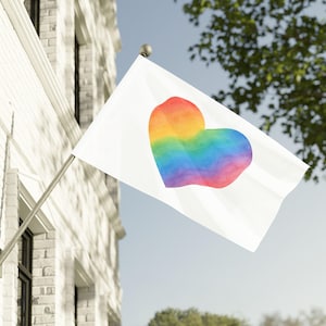 Flag Rainbow Heart Pride 3 Sizes, Pride Flag, Love Equality Parade Banner Wall Decor, LGBT Flag Rainbow, Rainbow Pride Flag,