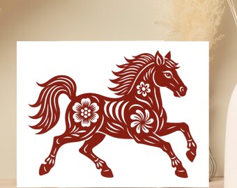 Year of the Horse Papercut Lunar New Year Cards (10-Pack)