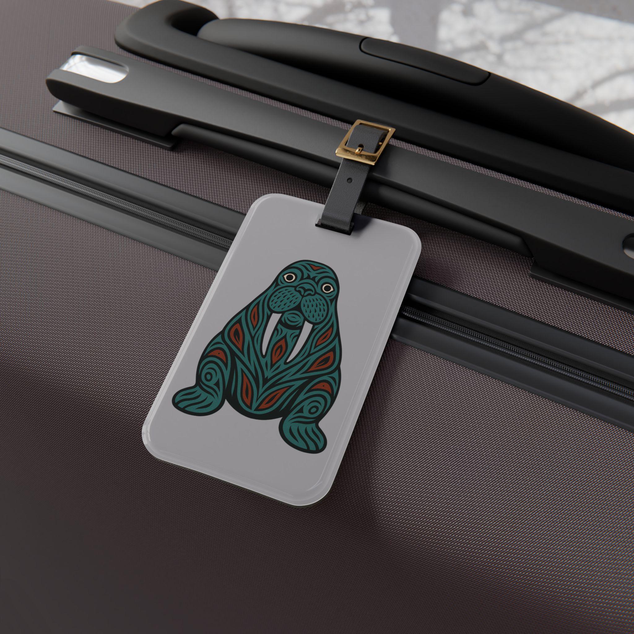 Pacific Northwest Walrus Luggage Tag: Acrylic Travel Accessory