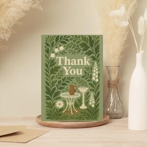 Cartes de remerciement botaniques - lot de 10 cartes de voeux jardin vert - ensemble de papeterie Cottagecore vintage