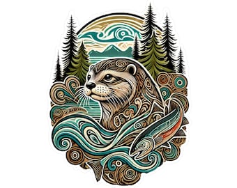 Calcomanía de vinilo de nutria: calcomanía inspirada en la naturaleza para botellas de agua