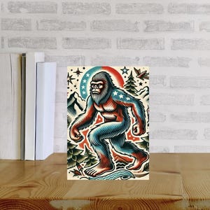 Lot de 10 oeuvres d'art vintage Bigfoot - Lot de 10 cartes de voeux vierges avec enveloppes pour les amateurs de Sasquatch et de Bigfoot
