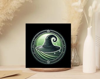 Tarjetas de felicitación con sombrero de bruja – Tarjetas mágicas de bruja verde en blanco (paquete de 10)