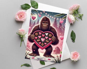 Tarjetas de San Valentín de Pie Grande: Pie Grande con bombones (paquete de 10)