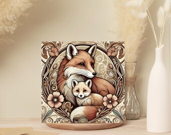 Tarjetas de felicitación rústicas de la familia Fox: tarjetas en blanco de 5x5 pulgadas, sobres (paquete de 10)