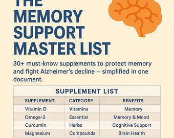 Brain Health Supplement Guide: Alzheimer's & Dementia Support (Printable Table)