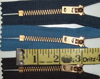3 or 4  Inch Jeans Zippers  Heavy Duty in Assorted Colors Set of 3 Zippers Replacement Zipper