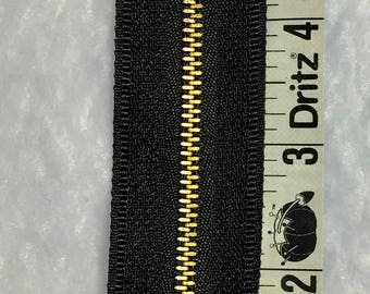 Destash Black Zippers Set of 15 Black and Brass Zipper Bulk Zippers