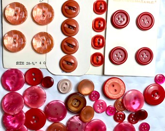 Vintage Buttons in Pinks and Reds