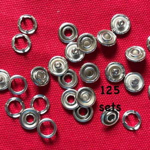 125 Sets Gripper Snaps Size 16 No Sew Snaps 11 mm. Snap Fasteners