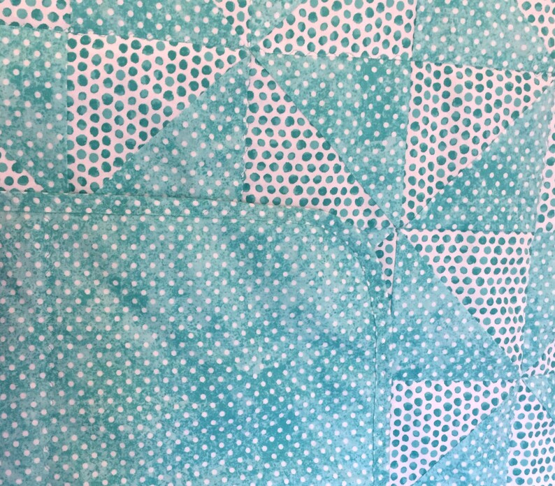 Baby Quilt with Aqua Polka Dots and Pinwheels FREE SHIPPING