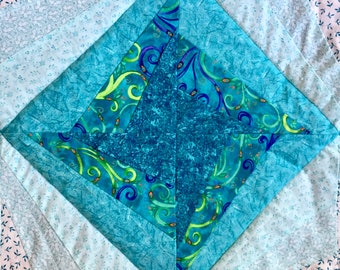 Star Quilt in Turquoise for Boys or Girls