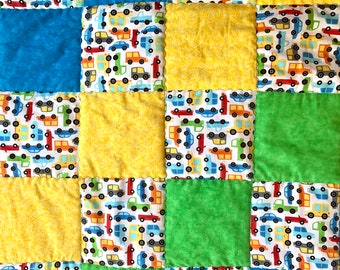 Quilt for Boys with Brightly Colored Cars